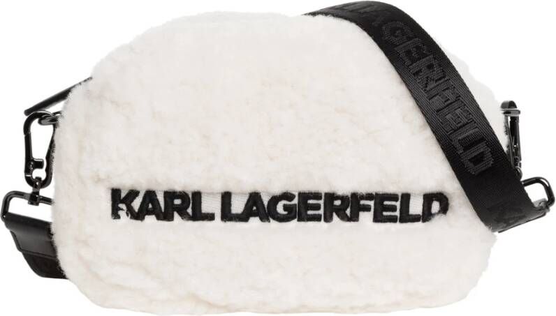 Karl Lagerfeld X Cara Delevingne Shearling Crossbody Bag , Wit, Dames