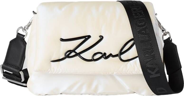 Karl Lagerfeld Kenmerkende zachte schoudertas , Wit, Dames