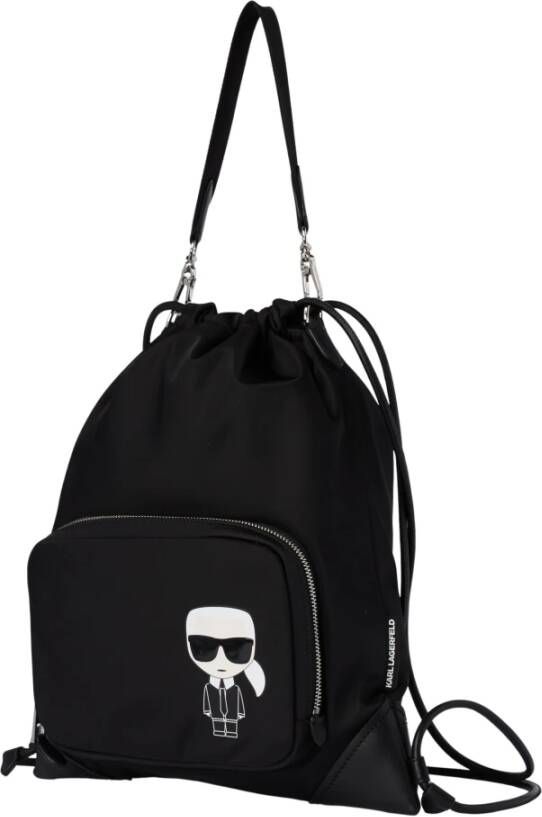 Karl Lagerfeld K/Ikonik Drawstring Backpack , Zwart, Dames