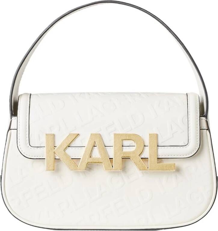 Karl Lagerfeld Shoulderbag Letters Embossed Medium , Wit, Dames