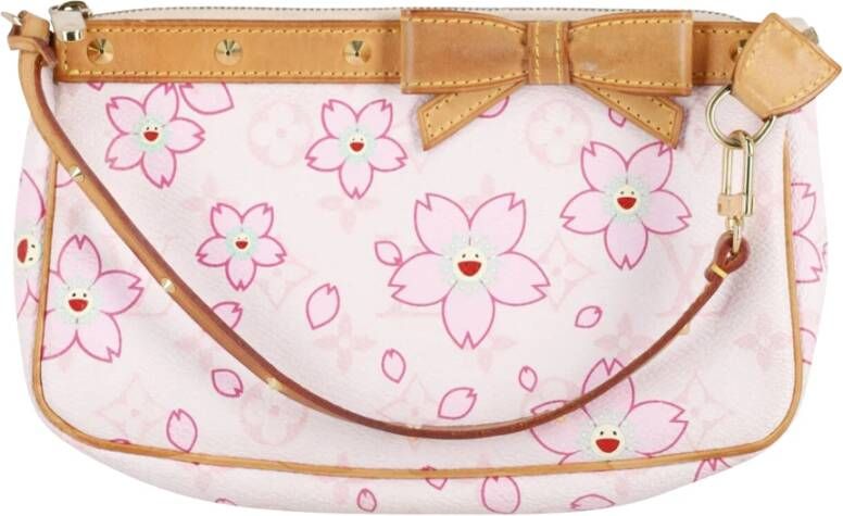 Louis Vuitton Cherry Blossom Pouchette in Multicolor Canvas , Roze, Dames