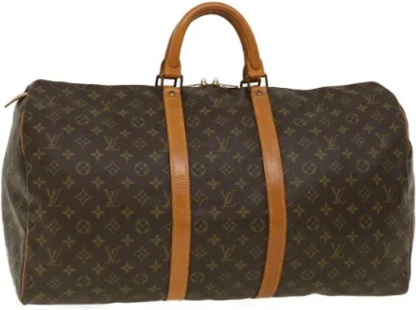 Louis Vuitton Vintage Voldoende Keepall 55 Monogram Bag , Bruin, Dames