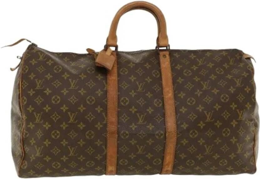 Louis Vuitton Vintage Voldoende Keepall 55 Monogram Bag , Bruin, Dames