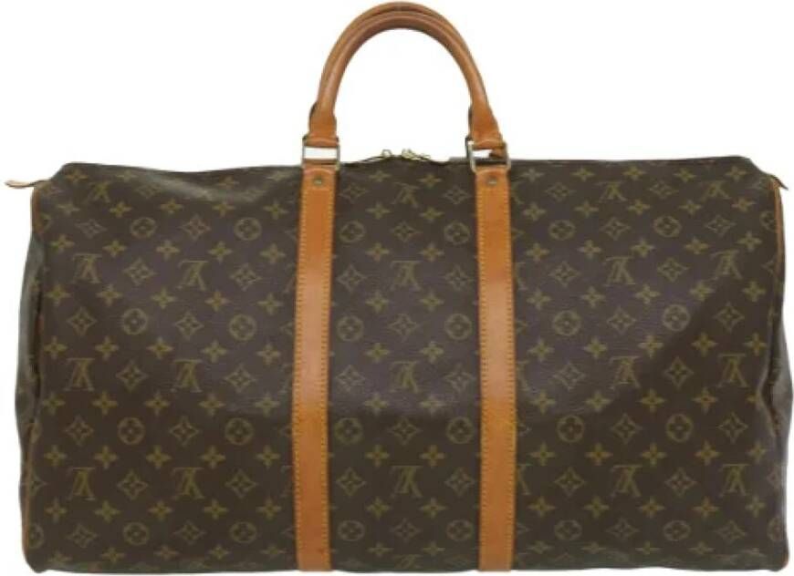 Louis Vuitton Vintage Voldoende Keepall 55 Monogram Bag , Bruin, Unisex