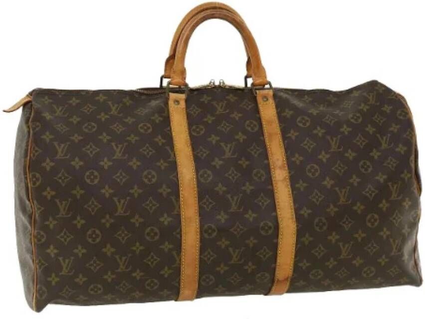 Louis Vuitton Vintage Voldoende Keepall 55 Monogram Bag , Bruin, Unisex