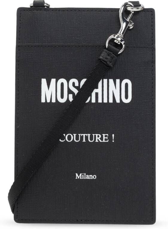 Moschino Document case with logo , Zwart, Heren