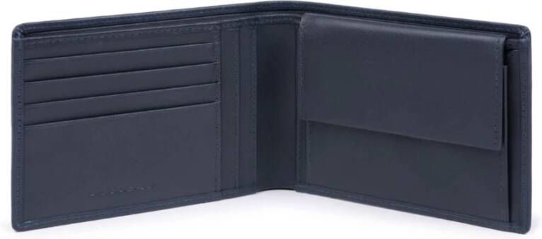 Piquadro Cartera de Piel Pu257W110R , Blauw, Heren
