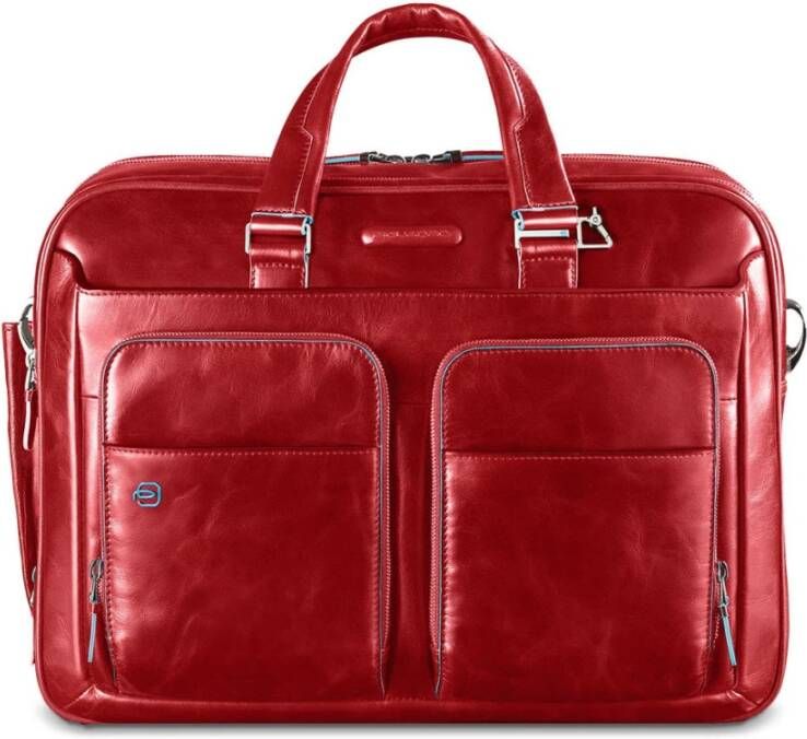 Piquadro Blue Square Portfolio Computer Briefcase 15" with iPad Red