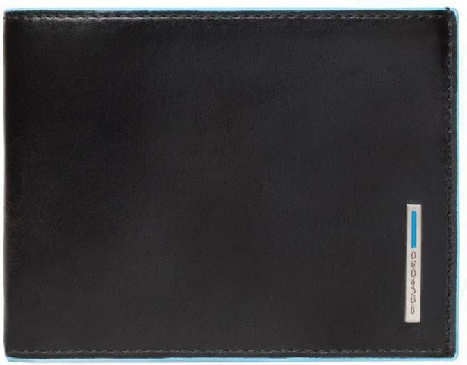 Piquadro Blue Square Men&apos, s Wallet With Coin Pocket Black