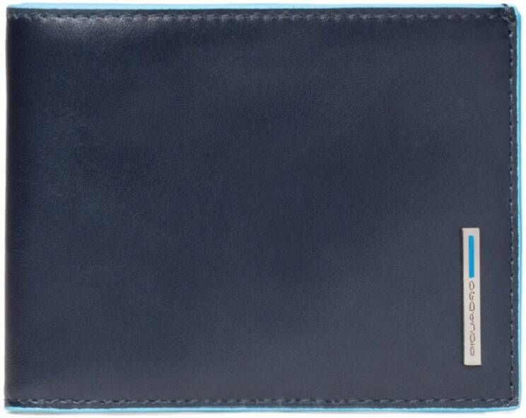 Piquadro Blue Square Men&apos, s Wallet With Coin Pocket Night Blue