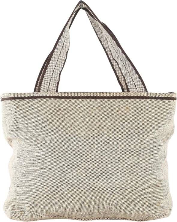 Prada Vintage Prada beige canvas shopper draagtas , Beige, Dames