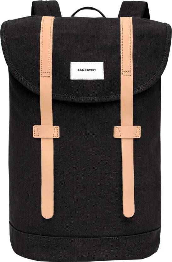 Sandqvist Stig Backpack black with natural leather backpack