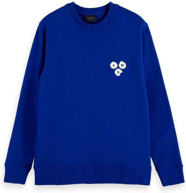 Scotch & Soda Amsterdams Blauw sweater met logo blauw
