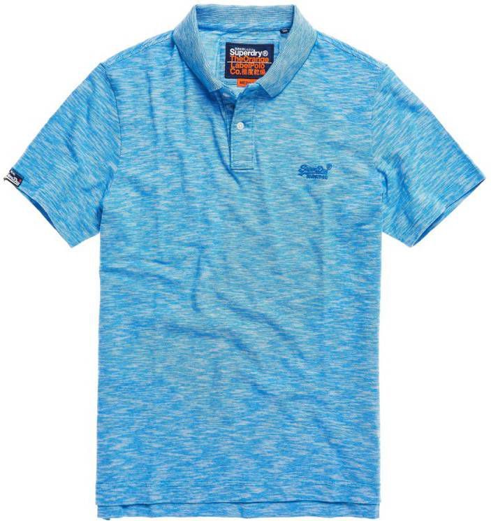 Superdry gemêleerde regular fit polo van biologisch katoen blauw