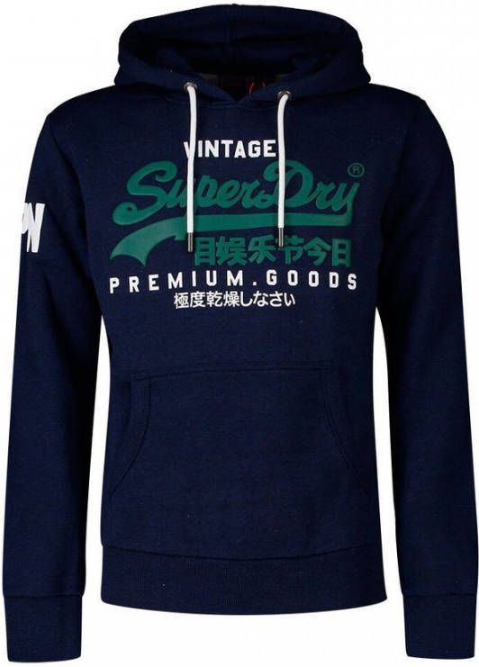 Superdry hoodie met logo donkerblauw