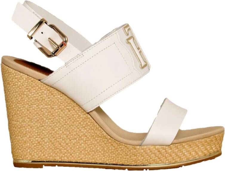 Tommy Hilfiger Th Elastic High Wedge Sandal , Wit, Dames