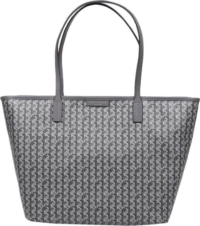 TORY BURCH Coated Canvas ZIP Tote BAG , Zwart, Dames