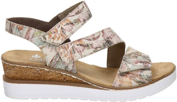 Rieker leren sleehakken met bloemenprint beige