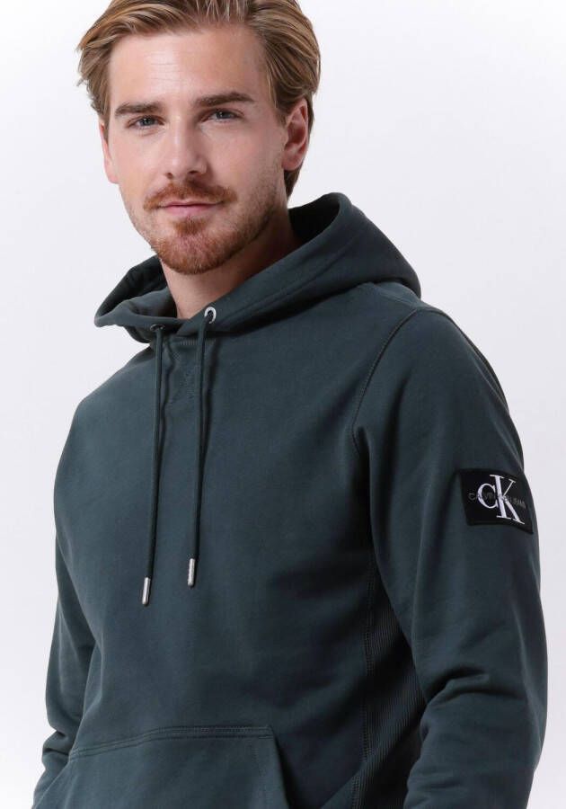 Calvin Klein Donkergroene Sweater Monologo Sleeve Badge Hoodie