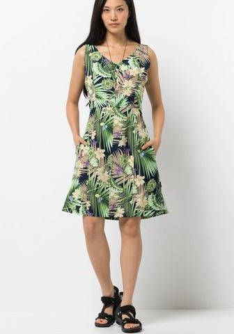 Jack Wolfskin Paradise Jurk Dames Ass. Bloem/Donkerblauw