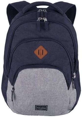 travelite Laptoprugzak Basics Melange, marine/grijs met 15 inch laptopvak