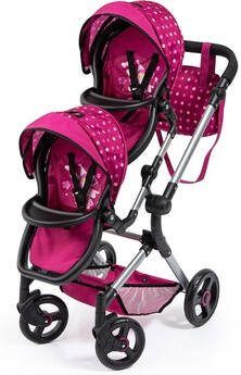 Bayer Poppen duobuggy Twin Neo, bordeaux met luiertas