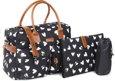 Kidzroom Luiertas Black and White Hartjes, zwart