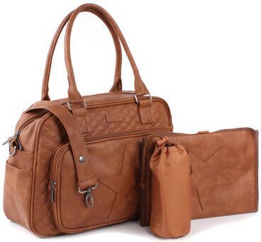 Kidzroom Luiertas Coloured Stars Diaper Bag cognac