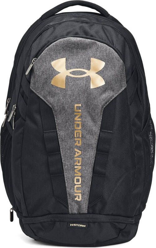 Under Armour Rugzak Hustle 5.0 Zwart/Zwart Medium Heather/Metalen Goud Luster