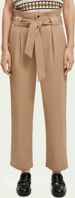 Scotch & Soda Bruine Pantalon Daisy High Rise Straight Leg Paperbag Trousers