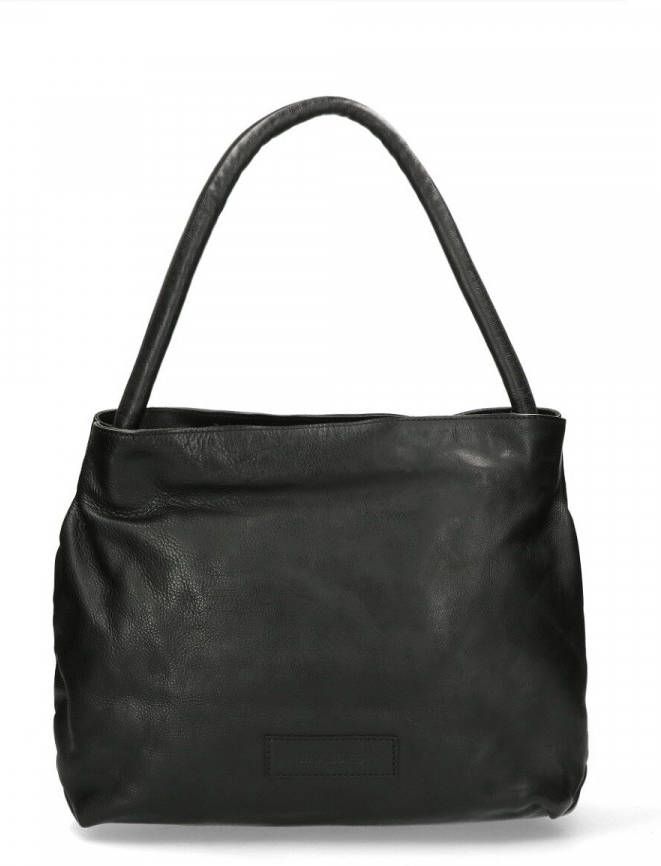 Shabbies Amsterdam Schoudertas structuurleer zwart