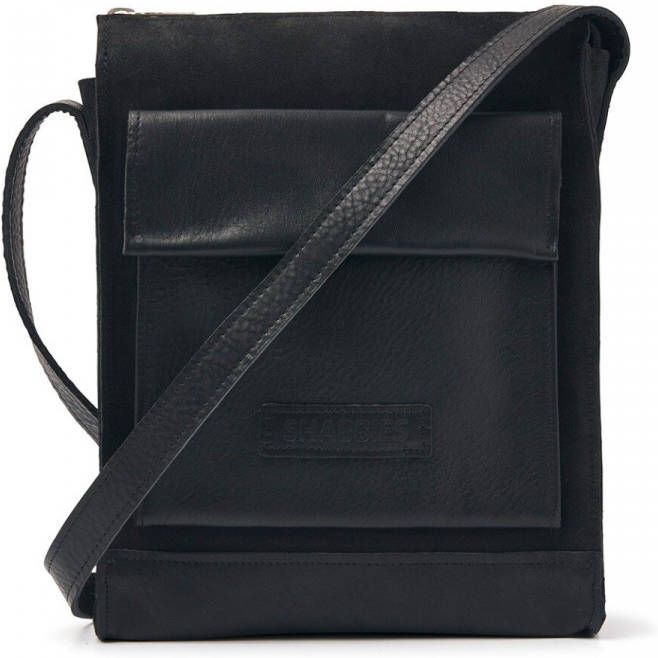 Shabbies Amsterdam Crossbodytas gemixt leer zwart