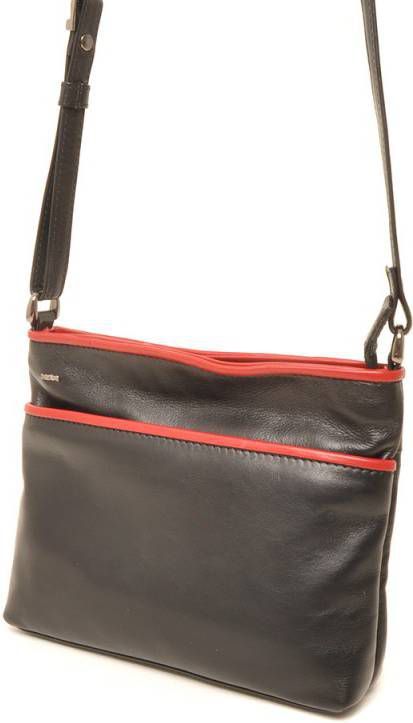 Berba leren Schoudertas Soft Zwart Rood