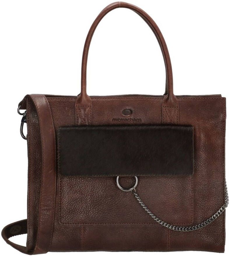 Micmacbags leren handtas Mendoza donkerbruin