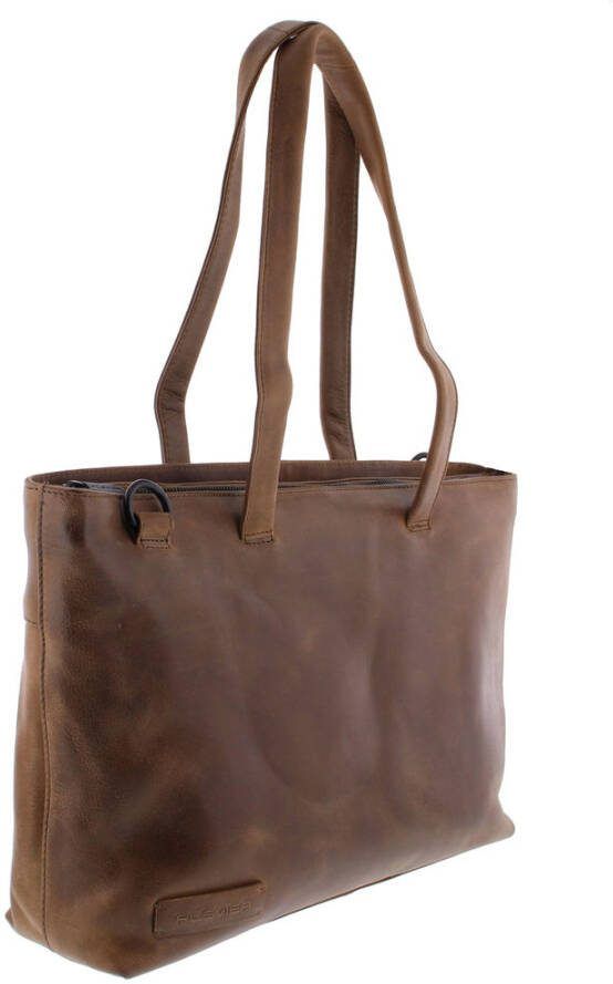 Laptoptas Plevier Lederen Dames Tote Laptop Bag 15.6 inch Taupe 709-6
