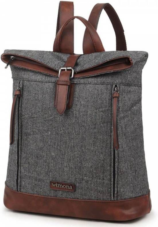 Wimona Bolonia Rugzak Zwart/ Donkergrijs 5018