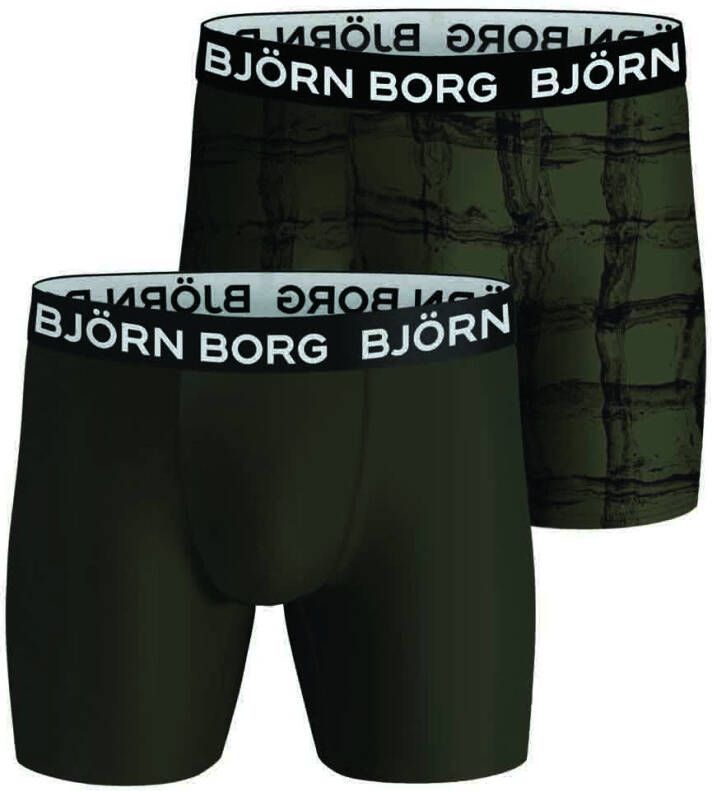 Bjorn Borg Boxershorts Performance Boxer 2 Pack Donkergroen