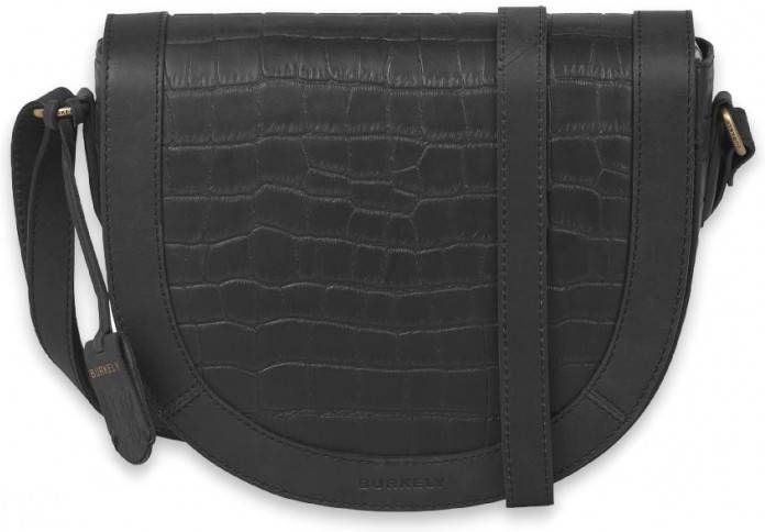 Burkely Crossbodytas Croco Cassy Crossover L Half Moon Zwart