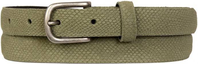 Cowboysbag Cowboysbelt leren riem met imitatieslangenprint groen