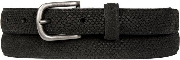 Cowboysbag Cowboysbelt leren riem met imitatieslangenprint zwart