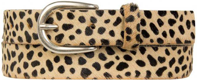 Cowboysbag Cowboysbelt leren riem met panterprint beige