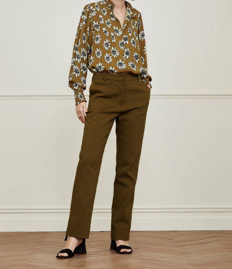 Fabienne Chapot straight fit pantalon City olijfgroen