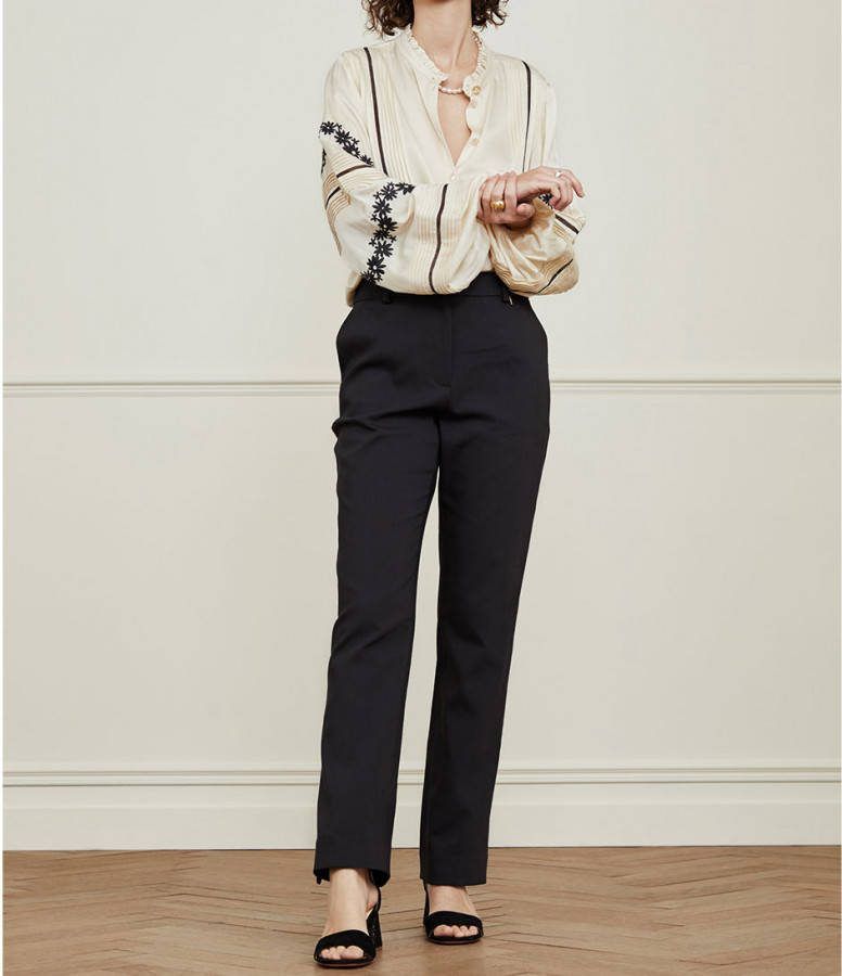 Fabienne Chapot City high waist slim fit pantalon met steekzakken