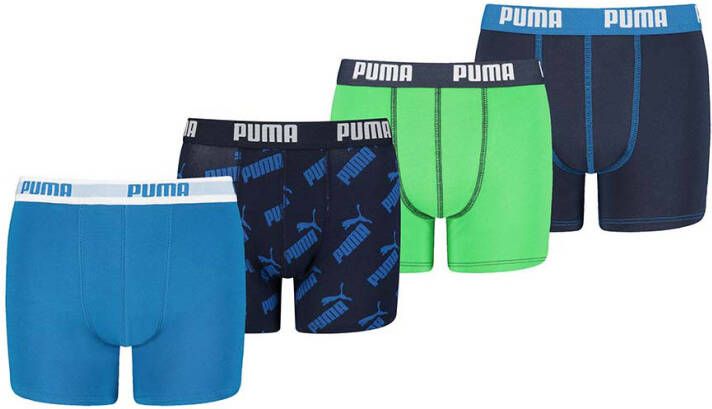 Puma Boxershorts Boys Basic Boxer Aop 4 Pack Ecom Blauw