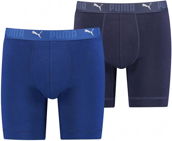 Puma Boxershorts Sport Cotton Long Boxer 2P Blauw