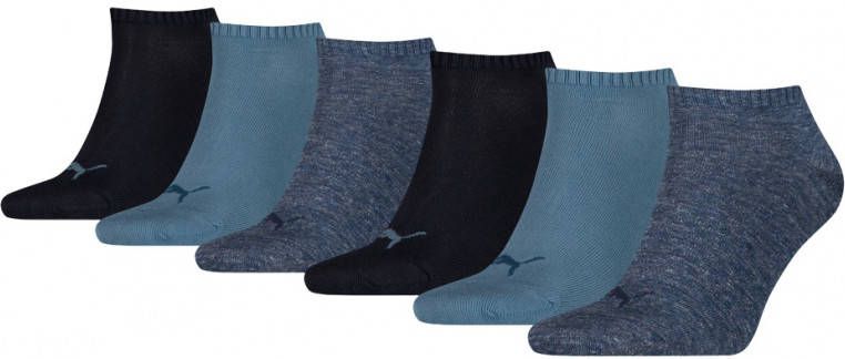 Puma sneakersokken met logo set van 6 blauw