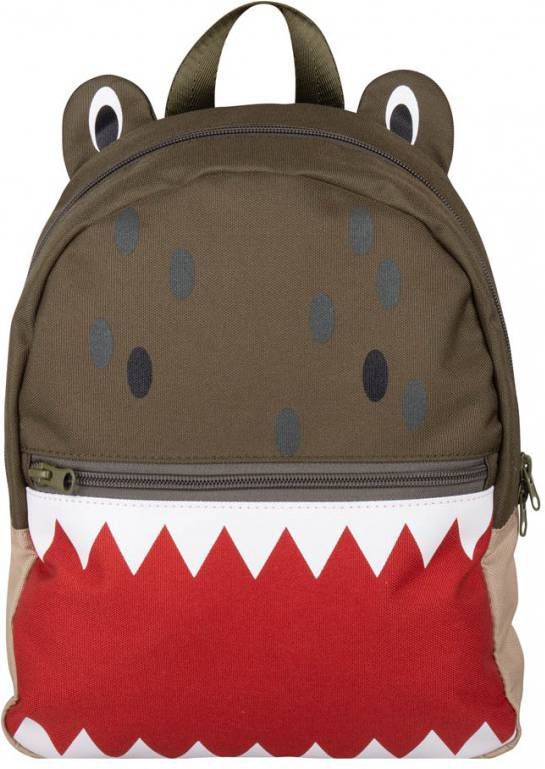 The Little Green Bag rugzak Fauna Crocodil kaki/rood