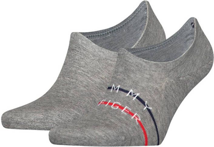 Tommy Hilfiger Sokken Men Footie 2 Pack Stripe Grijs