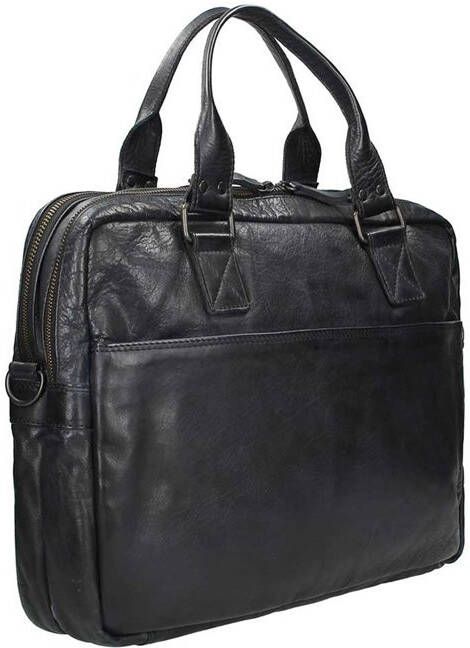 Bear Design 15 inch leren laptoptas Cow Lavato zwart