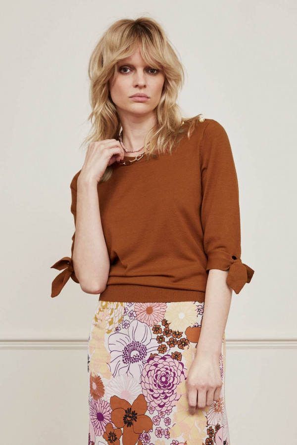 Fabienne Chapot Molly fijngebreide top met sierknopen en gestrikt detail